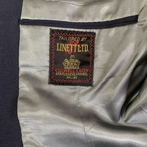 Linett Ltd. Cullwell & Son, Mens 2 Button Blazer Pockets Navy Size M - Picture 8 of 10